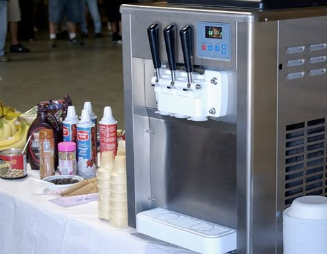 soft serve ice cream machine rental - Google Search Twist Ice Cream, Bridal Shower Aesthetic, Bar Taco, Party Cart, Party Rental Ideas, Pizza Wings, Soft Serve Machine, Modern Mexican Home, Soft Serve Ice Cream Machine