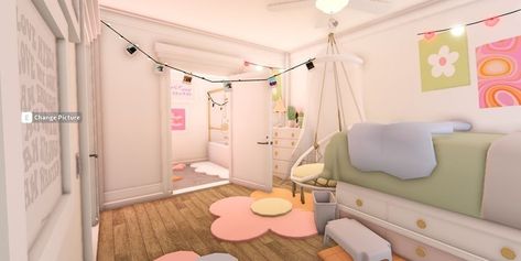 Bloxburg Danish Pastel Bedroom, Danish Pastel Bloxburg, Bloxburg Suburban, Preppy Bloxburg, Bloxburg Backyard, Teen Bedroom Colors, Bloxburg Apartment, Bloxburg Rooms, Bloxburg Bedroom