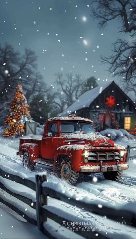 Christmas Fb Cover Photos, Facebook Christmas Cover Photos, Christmas Cover Photo, Winter Christmas Scenes, Fairy Lights Decor, Christmas Card Pictures, Christmas Playlist, Merry Christmas Wallpaper, Christmas Red Truck