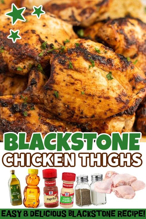 Blackstone Chicken Leg Recipes, Black Stone Chicken Thigh Recipes, Grill On A Dime, Blackstone Chicken Thighs Recipes, Blackstone Barbecue Chicken, Blackstone Boneless Chicken Thighs, Chicken Legs On Blackstone Griddle, Boneless Skinless Chicken Thigh Recipes Blackstone, Chicken Thigh On Blackstone