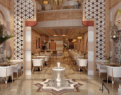 Islamic Restaurant Design, Islamic Cafe Interior Design, Restaurant Plan Layout, Arab Cafe Design, Arabic Cafe Interior, Arabian Cafe Interior Design, Islamic Interior Design Restaurant, Profile Islamic, 3dmax Vray