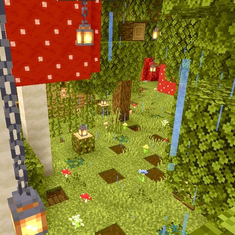 Minecraft Mushroom Forest, Path Minecraft, Minecraft Landscaping, Minecraft Forest, Minecraft Nature, Mc Houses, Minecraft Mushroom, Minecraft W, Copper House