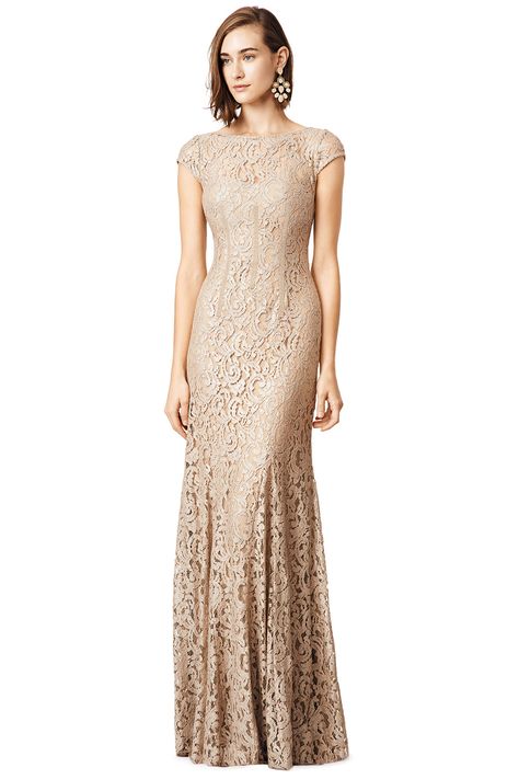 Glitter in Gold Gown by ML Monique Lhuillier for $115 | Rent The Runway Monique Lhuillier Lace, Nude Gown, Rent Dresses, Gold Gown, Womens Long Dresses, Gown Inspiration, Rent The Runway, Dress Images, Monique Lhuillier