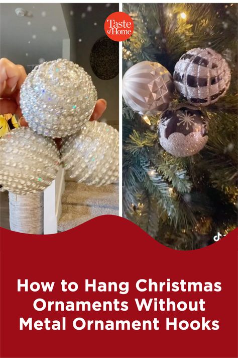 How To Hang Heavy Christmas Ornaments, How To Hang Ornaments Without A Tree, Stringing Ornaments Together, Hanging Ornaments On Tree, Bunching Ornaments Together, How To Group Ornaments On Tree, Grouping Ornaments Together, Clustering Christmas Ornaments, How To Hang Christmas Ornaments On Tree