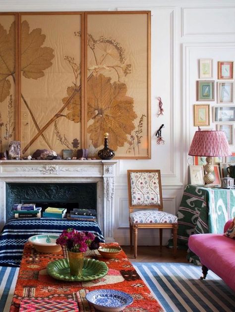 Carolina Irving's Paris Apartment, Take 2 - Katie Considers Paris Apartment Decor, Bohemian Style Living Room, Bohemian Style Living, Maximalist Living Room, Boho Chic Interior, Beautiful Office, Style Living Room, Parisian Apartment, Paris Apartments