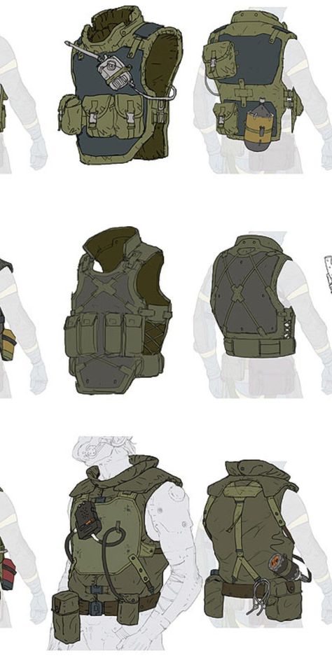 Tactical Gear Draw, Cool Tactical Outfit, Tactical Vest Drawing Reference, Army Clothes Drawing, Tactical Wear Drawing, Tactical Character Design Male, Tactical Vest Drawing, Tactical Character Art, Tactical Gear Art Reference