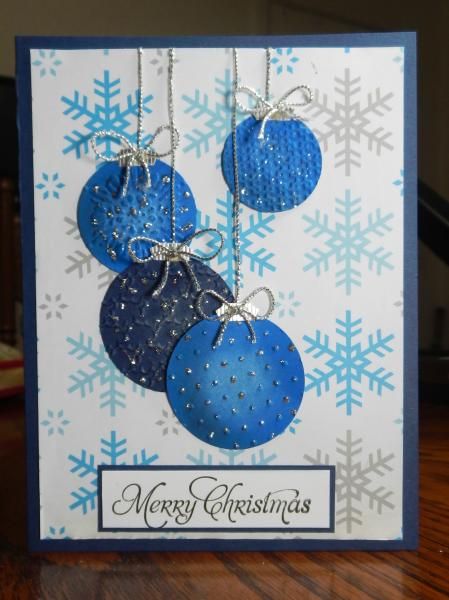 Blue Ornaments, Ornament Card, Christmas Card Inspiration, Rubber Stamp Art, Homemade Christmas Cards, Christmas Card Crafts, Diy Christmas Cards, Christmas Cards To Make, Stamp Art