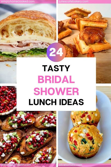 Are you looking for bridal shower food lunch ideas and recipes? I've got you covered! Here are 24 bridal shower tasty food recipes that will look great on your food table, and amaze your guests with taste at the same time. Bridal Shower Food Ideas Lunch, Food Lunch Ideas, Bridal Shower Lunch, Bridal Shower Food Ideas, Party Snack Table, Tasty Food Recipes, Shower Food Ideas, Toast Toppings, Food Lunch