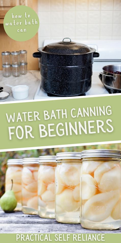 Water Bath Canning for Beginners - Learn how to water bath can all kinds of fruit and vegetables this year! Preserving food at home is so rewarding and the best way to live a zero waste life style free from food waste. storing food long term | prepper pantry meals | water bath canning recipes Canning Water, Hot Water Bath Canning, Canning Potatoes, Water Bath Canning Recipes, Canning Equipment, Easy Canning, Pressure Canning Recipes, Canned Potatoes, Canning 101