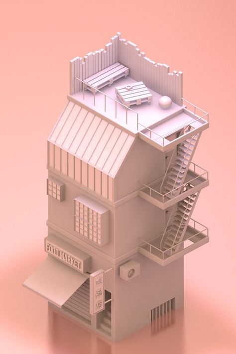 New York's Building on Behance 3d Isometric Building, Blender Building, Building Animation, Low Poly Building, Isometric Building, Behance Illustration, 3d Cinema, New York Buildings, Building Model