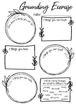 School counseling worksheet walking you through the grounding exercise. Also includes coping strategy ideas to try. Self Reflection Activities For Adults, Reflective Journaling, Self Reflection Journal, File Decoration, Counseling Worksheets, Grounding Exercises, Reflection Journal, Mental Health Activities, Pretty Journals