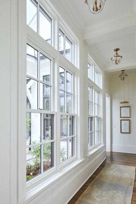 Historic Home Built for Modern Living | Marvin Hallway Window Ideas, Contemporary Colonial Interiors, Contemporary Colonial, Family Room Windows, Door Projects, Marvin Windows, Colonial Interior, Farmhouse Windows, Interior Windows