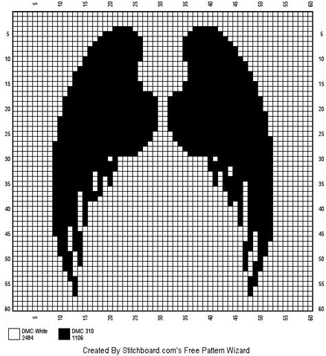 Angel Wings Pixel Art, Wings Pixel Art, Angel Pixel Art, Pixel Wings, Supernatural Crafts, Crochet Alphabet Letters, Crochet Angel Pattern, Pixel Grid, Crochet Angels