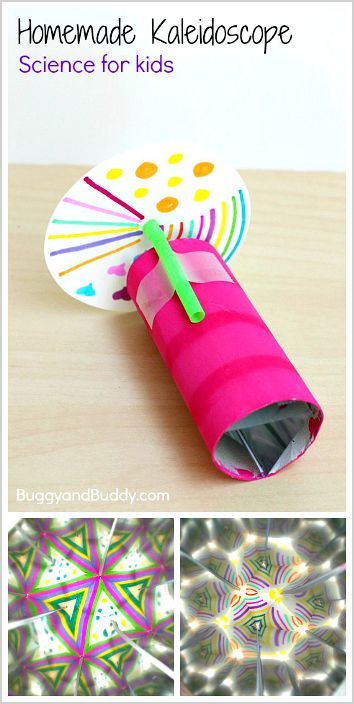 Learn how to make a kaleidoscope in this fun STEM/science activity for kids. It's such a fun way to explore light, reflections, and symmetry! ~ BuggyandBuddy.com Science Activity For Kids, Science Crafts, Science Activity, Kid Experiments, Science Activities For Kids, Stem Projects, Preschool Science, Stem Science, Homeschool Science