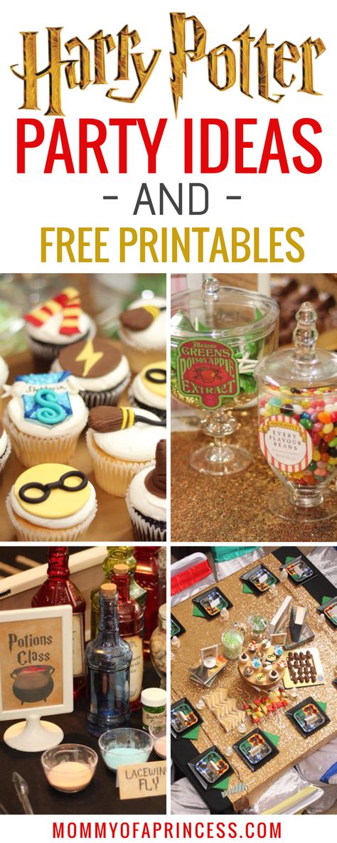 Girly Harry Potter Birthday Party Ideas + Free Party Printables Harry Potter Sorting Ceremony Ideas, Harry Potter Pool Party, Harry Potter Birthday Party Ideas Games, Harry Potter Theme Birthday Party, Harry Potter Food Ideas, Harry Potter Party Ideas, Harry Potter Party Games, Harry Potter Birthday Party Ideas, Harry Potter Parties Food