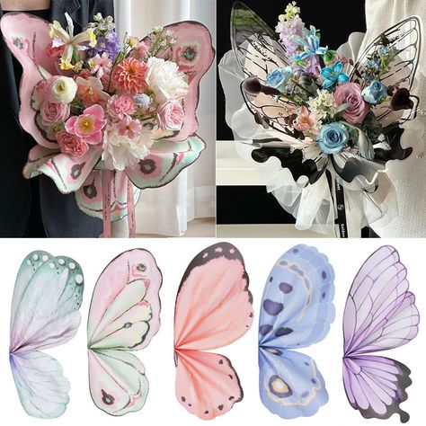 20pcs Ins Butterfly Flower Wrapping Paper Creative Flower Bouquet Packing Supplies DIY Birthday Gift Wrapping Paper Diy, Diy Bouquet Wrap, Flower Wrapping Paper, Flower Wrapping, Flower Decorations Diy, Instruções Origami, Flower Bouquet Diy, Flower Gift Ideas, Packing Supplies