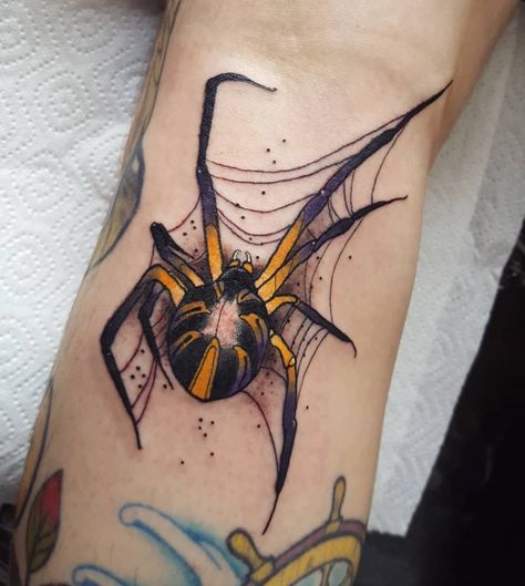 Incy Wincy Spider, Neo Tattoo, Neo Trad Tattoo, Neotraditional Tattoo, Insect Tattoo, Spider Tattoo, Creepy Tattoos, Spider Art, Tattoo Apprentice