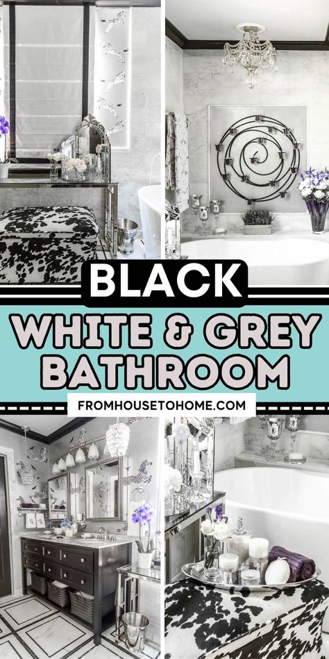 Black, White And Grey Bathroom Makeover Ideas | Home Decor Ideas Black White Silver Bathroom Ideas, Charcoal Grey Bathroom Ideas, Black White And Grey Master Bath, Black White Silver Bathroom, Black White Gray Master Bath, Black And Gray Bathroom Ideas, Black White And Grey Bathroom Ideas, Black And White Bathroom Decor Ideas, Grey And White Bathroom Ideas