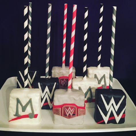 Chocolate Covered Rice Krispies, Wwe Cake, Wrestling Birthday Parties, Wrestling Birthday, Wrestling Party, Wwe Birthday Party, Wwe Party, Wwe Birthday, Thomas Birthday