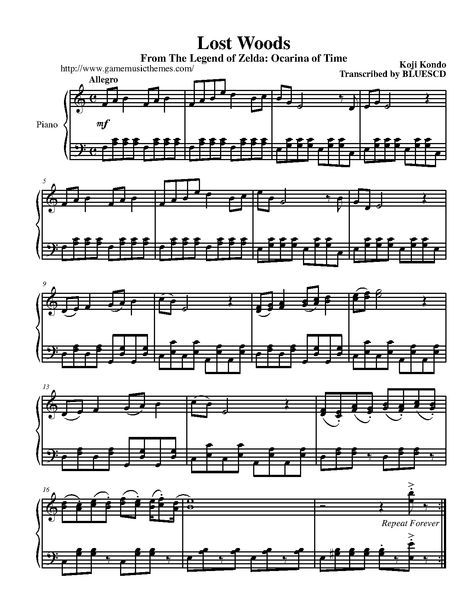 The Legend of Zelda  , Lost Woods piano sheet music Lost Woods Zelda, Piano Sheet Music Beginners, Lost Woods, Recorder Sheet Music, Free Violin Sheet Music, Sheet Music With Letters, Viola Sheet Music, Easy Sheet Music, Cello Sheet Music