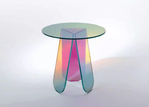 Glas Italia Shimmer Table | Side Tables | Product Library | est living Apartment Stuff, Italia Design, Contemporary Side Tables, Oval Coffee Tables, Table Haute, Patricia Urquiola, Glass Furniture, High Table, Low Tables