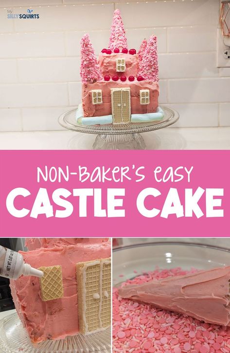 Diy Princess Cake, Easy Castle Cake, Easy Princess Cake, Castle Birthday Cakes, Castle Birthday, Cake To Go, Princess Castle Cake, Castle Cake, Princess Diy