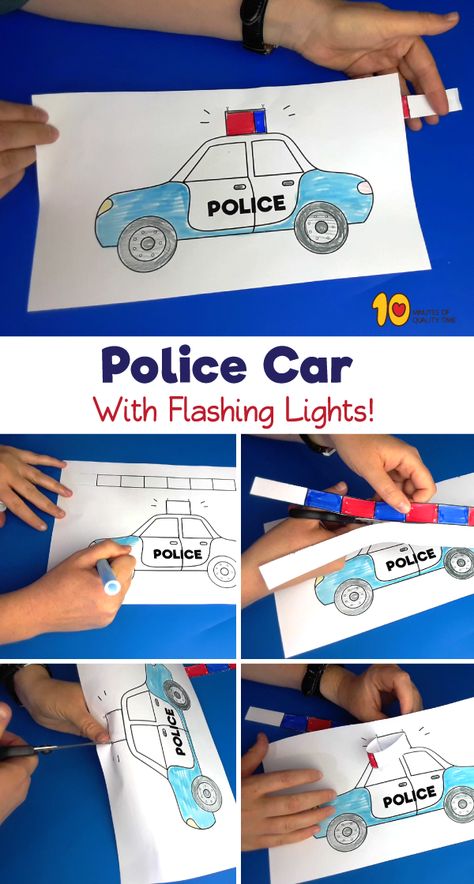 Police Car Paper Craft Police Man Crafts For Preschool, Police Car Craft Preschool, Police Crafts For Kids, Police Crafts For Preschool, Police Activities For Kids, Police Preschool, Police Car Craft, Police Car Coloring Page, Community Helpers Police