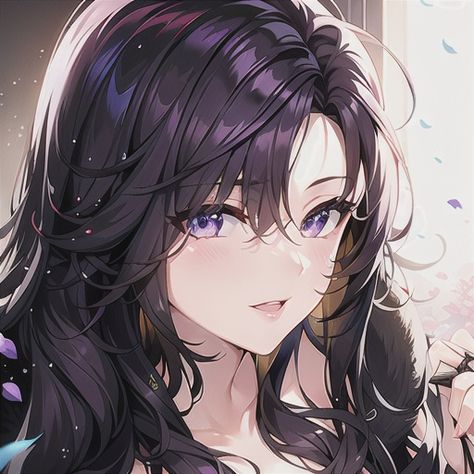 Black Hair Violet Eyes, Black Hair And Purple Eyes, Anime Black Hair, Anime Black, Manga Cute, Purple Eyes, Anime Oc, Anime Sketch, Character Portraits