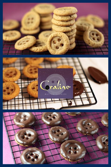 Coraline Button Cookies, Coraline Desserts, Coraline Dinner, Coraline Cookies, Family Movie Night Food, Coraline Food, Coraline Party, Coraline Birthday, Button Cookies