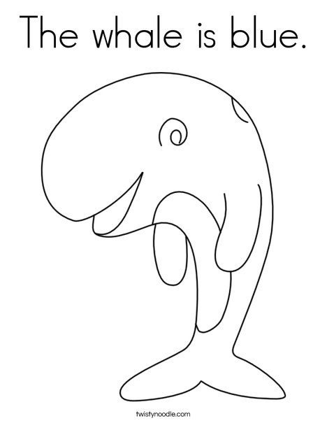 The whale is blue Coloring Page from TwistyNoodle.com Blue Coloring Page, Color Blue Activities, Tracing Font, Shape Worksheets For Preschool, Color Worksheets For Preschool, Summer Preschool Crafts, Whale Coloring Pages, Printable Alphabet Worksheets, Classroom Background