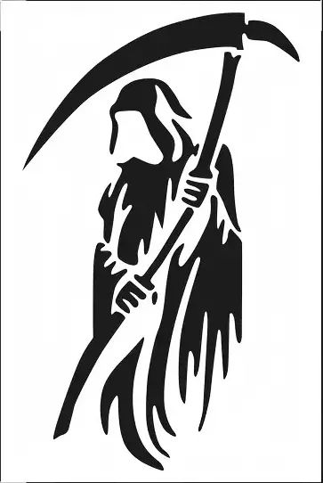 6.5"x10" Clear Plastic Stencil - Grim Reaper (MC321)-- | eBay Bleach Designs, Star Wars Stencil, Reaper Drawing, Easy Graffiti Drawings, Spray Paint Stencils, Brush Tattoo, Cool Stencils, Using Stencils, Halloween Stencils