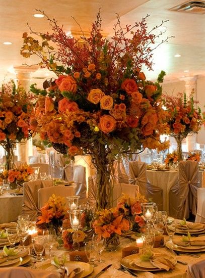 Floral Arrangements Fall, Gallery Reception, Wedding Colors Fall, Autumnal Wedding, Barn Wedding Reception, Spiced Apple Cider, Fall Floral Arrangements, Fall Wedding Centerpieces, Tall Centerpieces