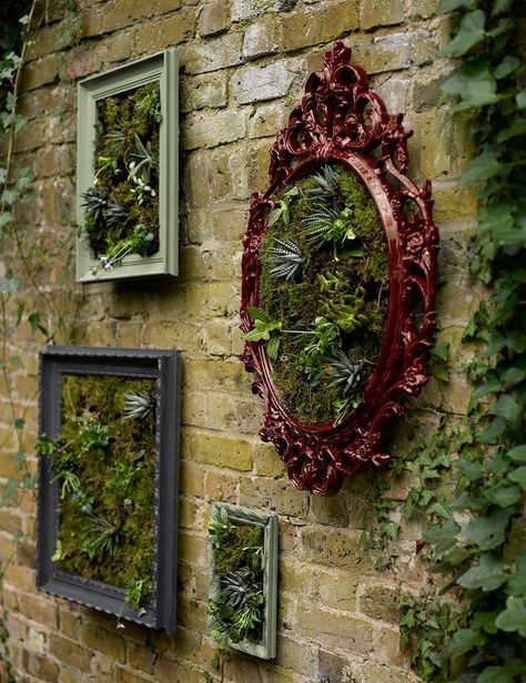 Bring colour to even the smallest garden by creating living wall frames. They're a great way of brightening up a dull wall – and affordable, too! Landscape Edging Stone, Moderne Have, Grow Garden, Jardim Diy, Budget Garden, Garden Ideas Cheap, Walled Garden, Ideas Backyard, Garden Art Sculptures Diy