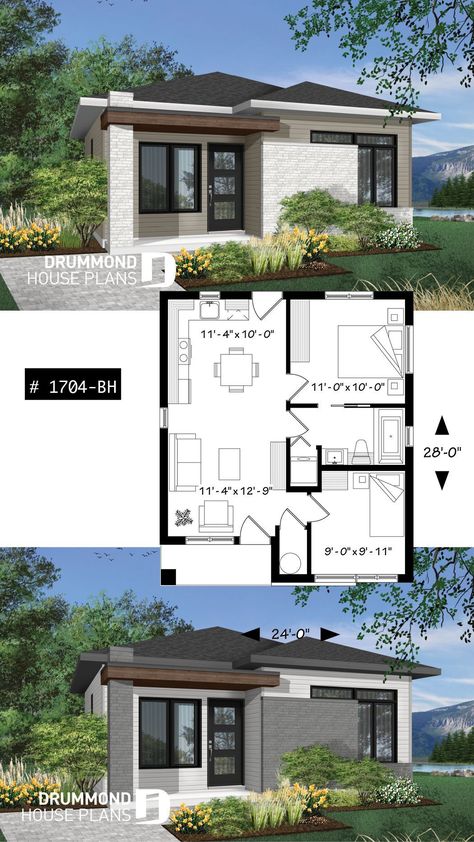 Small house plans Southern Living House Plans One Story, Cheap Modern House, Mediterranean Small House, Mexican Modern House, Small Mediterranean House, Small House Layout Plan, Modern House Design Plans, Garage Small, Minecraft Small House