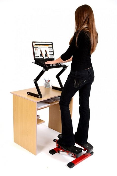 standing desk exercise equipment - best paint for furniture Check more at http://www.sewcraftyjenn.com/standing-desk-exercise-equipment-best-paint-for-furniture/ Standing Desk Exercises, Corner Desk Ideas, Diy Exercise Equipment, Diy Corner Desk, Desk Workout, Office Exercise, Bungee Cords, Desk Tray, Mini Twists