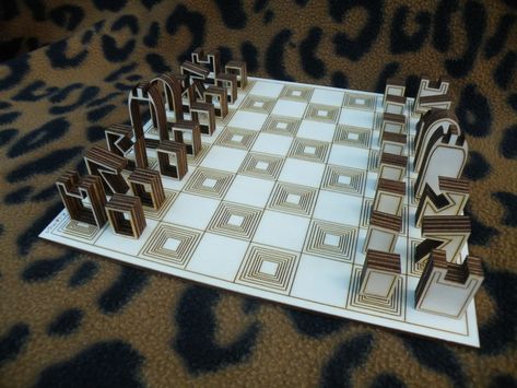 Silhouette Chess Set. : 4 Steps (with Pictures) - Instructables 3d Chess Set, Dxf Files Cnc, Wood Chess Board, Wood Chess, Pattern Template, Wooden Chess, 3d Puzzles, Chess Game, Laser Machine