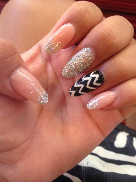 Pink, sparkles & a little chevron Nails, For Sale, Pink, Pins