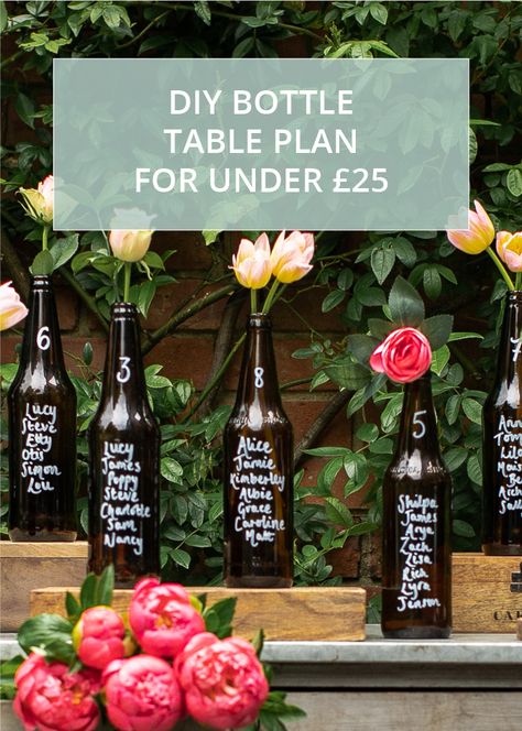 Bottle Table Plan, Wine Bottle Table Plan, Diy Table Plan, Diy Wine Bottle Decor, Bottle Table Numbers, Wine Bottle Wedding Centerpieces, Table Plan Wedding, Summer Wedding Diy, Wedding Wine Bottles