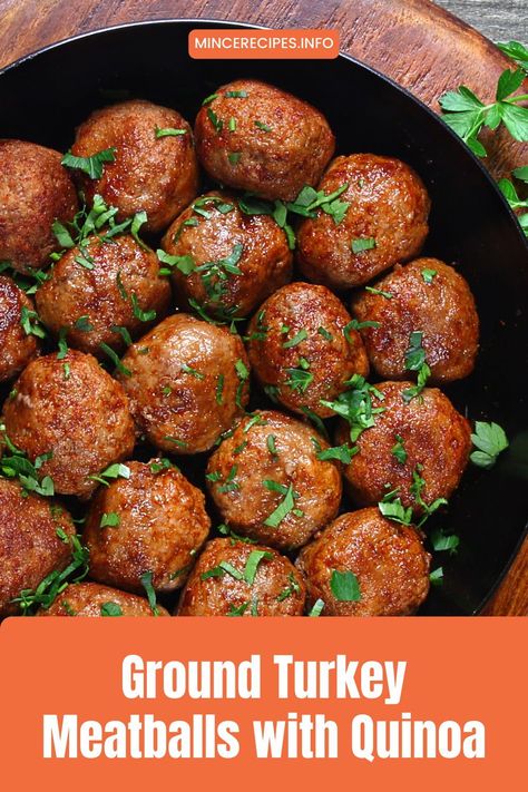 Try these delectable gluten-free turkey quinoa meatballs for a healthy and flavorful meal! Easy to make and incredibly delicious. #GlutenFreeRecipes #TurkeyMeatballs #HealthyEating #Quinoa #DeliciousDinner Ground Turkey And Quinoa Recipes, Turkey Quinoa Meatballs, Quinoa Meatballs, Turkey Quinoa, Ground Turkey Meatballs, Turkey Mince Recipes, Gluten Free Turkey, Gluten Free Meatballs, Meatball Dinner