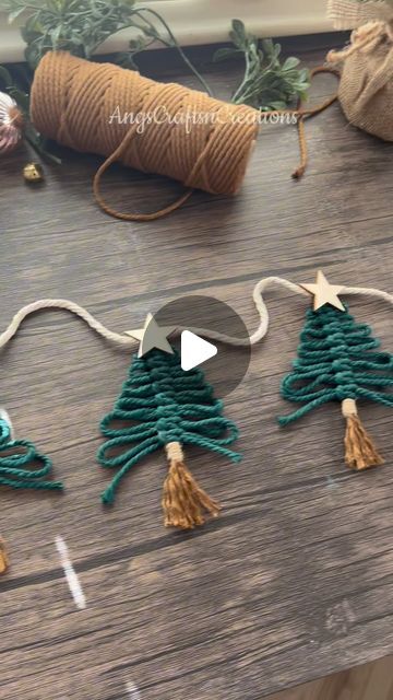 Angela Barretta on Instagram: "Macrame Tree Garland is a cute way to decorate for Christmas, especially if youblove the bohemian feel!  • Grab your garland on my Etst shop.  • Or have fun making one for yourself following my tutorial on my Youtube!  #macrame #macrameartist #macramelove #macramegarland #diychristmasdecor #macrametutorial #macramechristmasornaments #diychristmas #christmascraft #handmadecraft #handmadechristmas #nooktheory #angscraftsncreations" Macrame Tree Garland Diy, Macrame Tree Garland, Yarn Christmas Tree Garland, Macrame Christmas Tree Tutorial, Christmas Macrame, Macrame Tree, Macrame Christmas Tree, Macrame Garland, Decorate For Christmas