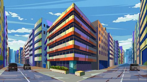 Two Point Perspective City, Three Point Perspective, 3 Point Perspective, Timeline Infographic Design, Two Point Perspective, Background Study, Great Pretender, Anime Universe, Perspective Drawing Lessons