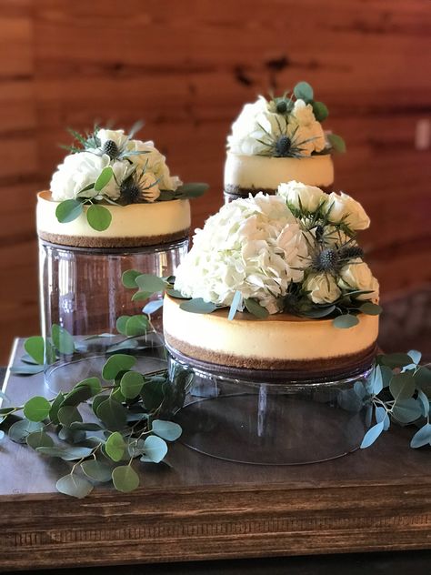 Blueberry Cheesecake Wedding Cake, Wedding Cheesecakes Tiered, Wedding Cheesecake Ideas Beautiful, Wedding Rehearsal Cake Ideas, Cheesecake Wedding Cake Tiered, Fall Wedding Cheesecake, Cheesecake Table Wedding, Cheesecake Wedding Cake Ideas Simple, Tiered Cheesecake Wedding