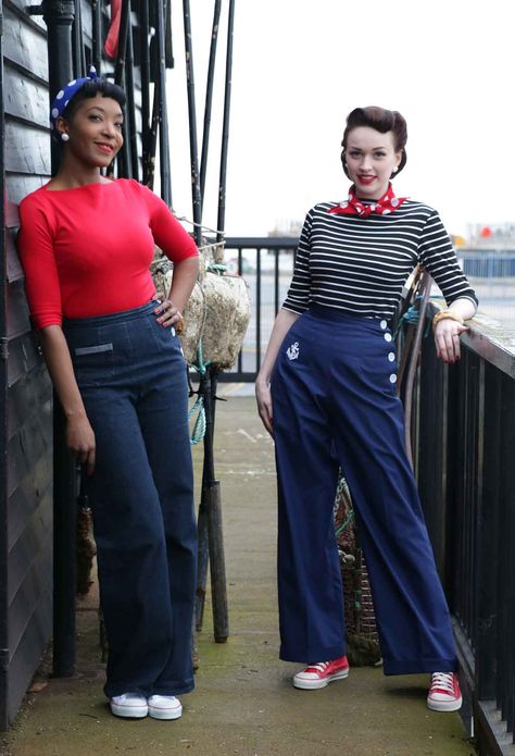 Vintage-Style-Spring-Fashions-from-Vivien-of-Holloway---nautical-wear3 50s Outfits, Nautical Outfits, Mode Retro, Stylish Women Fashion, Spring Wear, Spring Fashion Outfits, Rockabilly Fashion, Vintage Mode, Nautical Fashion