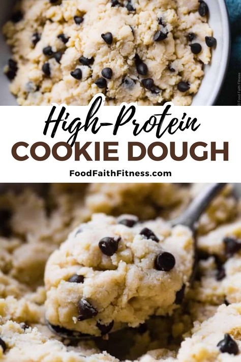 With only 5 simple ingredients, you can easily make this high-protein cookie dough! Very healthy and very quick to do, this will be your next go-to recipe. Protein Chocolate Chip Cookie Dough, Edible Protein Cookie Dough, High Protein Cookie Dough, High Protein Cookie, Protein Chocolate Chip Cookies, Protein Powder Cookies, Healthiest Protein Powder, High Protein Cookies, Protein Cookie Dough