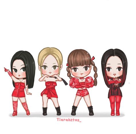 Blackpink Cute Drawing, Kpop Chibi Blackpink, Blackpink Chibi, Blue Flowers Background, Friendship Pictures, Drawing Ideas List, Black Pink Background, Blackpink Poster, Girly Drawings