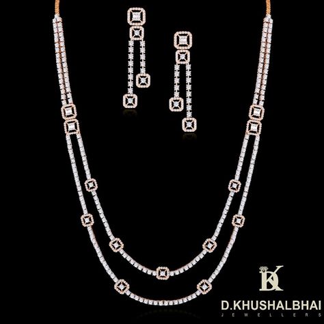 This uniquely designed diamond Necklace will add to your charm as you embark on a new journey. By D.KHUSHALBHAI Jewellers.  Now come with an exciting offer! Up to 100% off* on making charges of gold jewellery & diamond jewellery. By D. KHUSHALBHAI Jewellers.  Presenting Full Range of Diamond Premium Long Necklaces.   To explore the collection,  Call Our Customer Support Number : +91-814-017-7714  #diamondpendant #pendantset #heritagejewellery #goldpendants #goldpendantset #trendyjewelry #jewelry Long Diamond Necklace Set, Diamond Long Chains Women, Long Diamond Necklace, Crystal Wedding Necklace, Deep Photos, Diamond Chains, Diamond Chain Necklace, String Necklace, Gold Bangles For Women