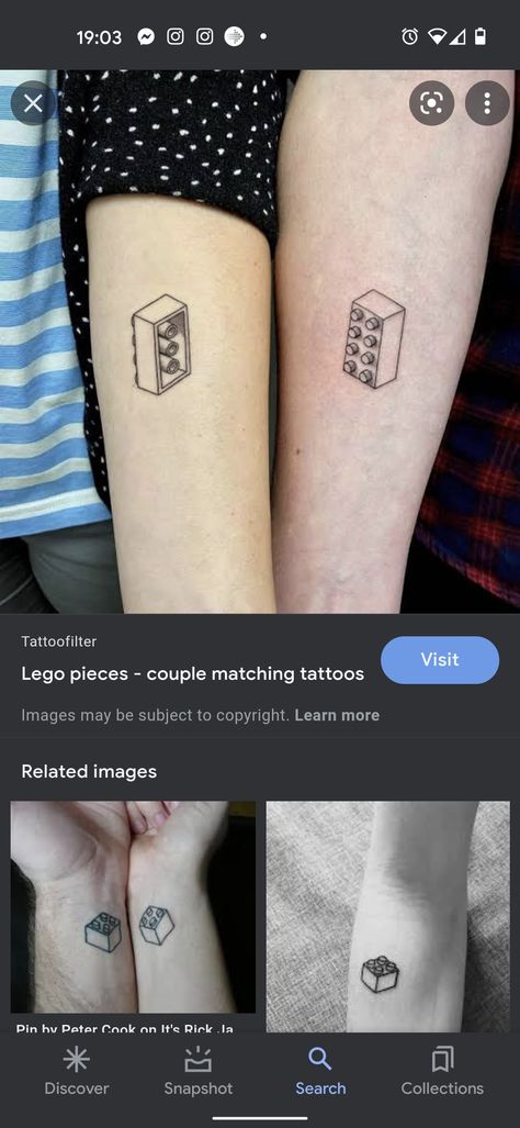 Lego Tattoo Couple, Wii Controller Sibling Tattoo, Matching Lego Tattoo, Lego Piece Tattoo, Lego Heart Tattoo, Gamer Matching Tattoos, Minecraft Heart, Lego Tattoo, Couple Matching Tattoo