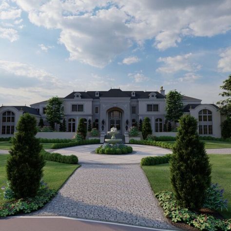 New Jersey Palmetto Luxury Driveway, House Outer Design, Classic House Exterior, Dream Mansion, Architecture Model House, Beautiful Home Designs, Fancy Houses, Luxury Estate, Casa Exterior