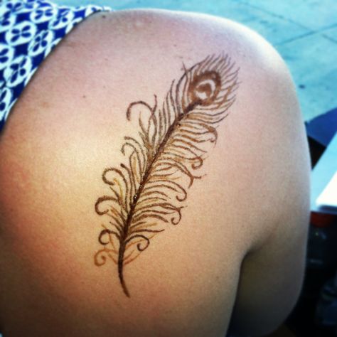 Peacock feather #feather #henna #tattoo #feathertattoo #peacock Tattoo Designs Feather, Henna Feather, How To Do Henna, Henna Peacock, Henna Drawings, Peacock Feather Tattoo, Henna Inspired Tattoos, Modern Henna, Feather Tattoo Design