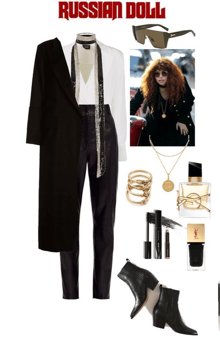 Russian Doll Halloween Costume, Russian Doll Costume Natasha Lyonne, Natasha Lyonne Russian Doll Outfit, Natasha Lyonne Fashion, Nadia Russian Doll Outfit, Natasha Lyonne Outfit, Russian Doll Aesthetic Outfits, Nadia Vulvokov Outfits, Rocker Aesthetic Outfits